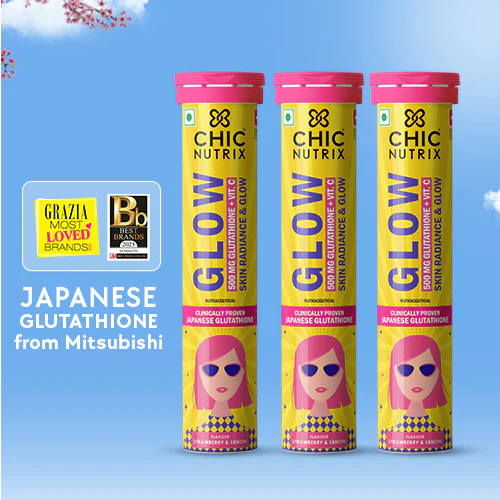 Glow - Best Glutathione Skin Glow Tablets For Even-Toned Skin - Strawberry & Lemon